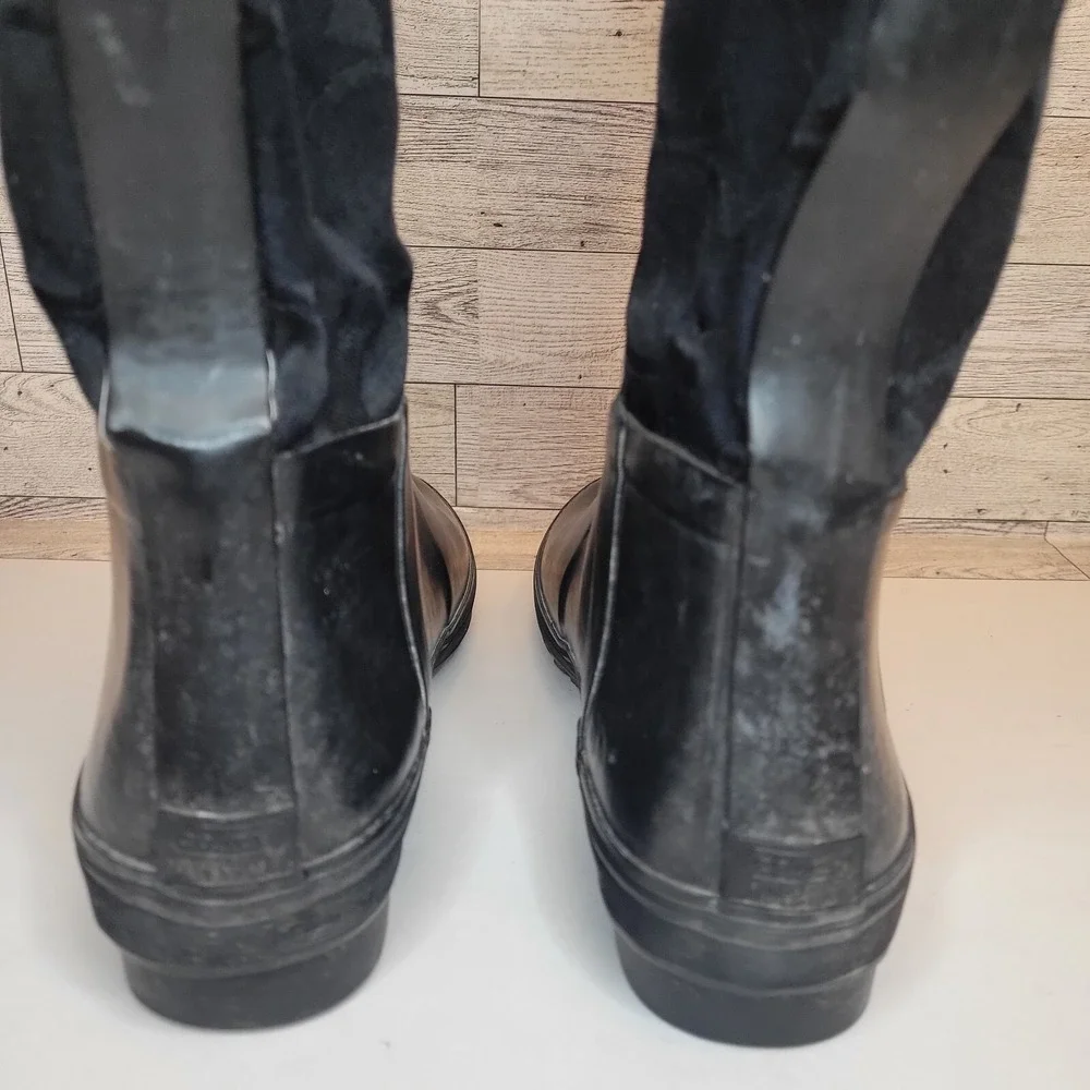 Coach Black Tall Rain Boots with Signature Logo